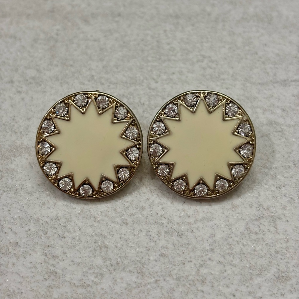 Round Stud Starburst Earrings with diamond accents